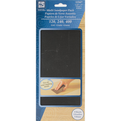 Multipack Sandpaper 3.66"X9" 3/Pkg
