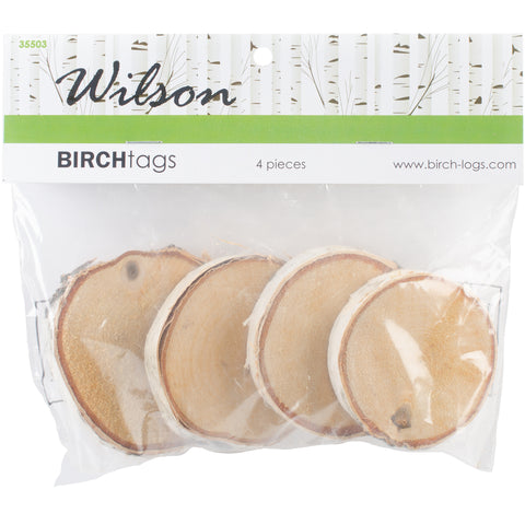 Natural White Birch Tags 4/Pkg