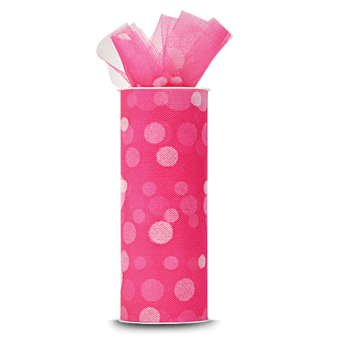Expo Polka Dot Flocked Tulle 6" Wide 10yd Spool