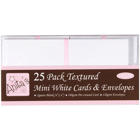 Anita's Mini Textured Cards W/Envelopes 4&quot;X4&quot; 25/Pkg