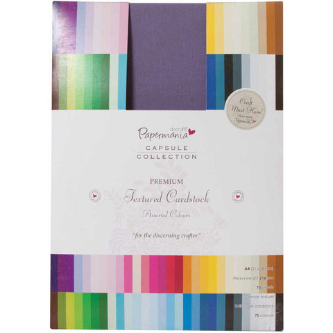 Papermania Premium Textured Solid Cardstock Pack A4 75/Pkg