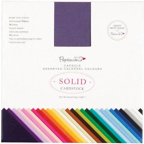 Papermania Premium Smooth Solid Cardstock Pack 6"X6" 75/Pkg