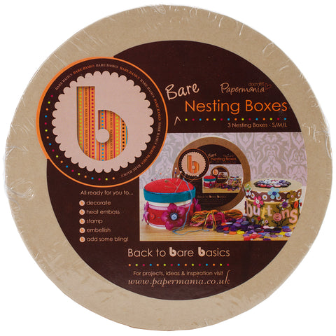 Papermania Bare Basics Kraft Chipboard Nesting Boxes 3/Pkg