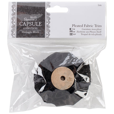 Papermania Midnight Blush Pleated Fabric Trim 1m