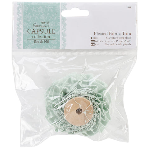 Papermania Eau De Nil Pleated Fabric Trim 1m