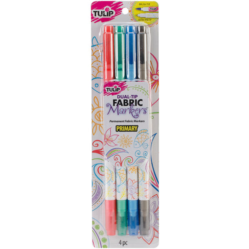 Tulip Dual-Tip Fabric Markers 4/Pkg