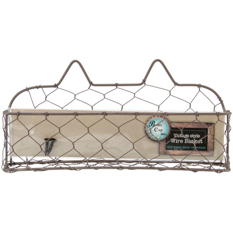Wide Wire & Wood Basket W/Screws 4.5"X9"X1.5"