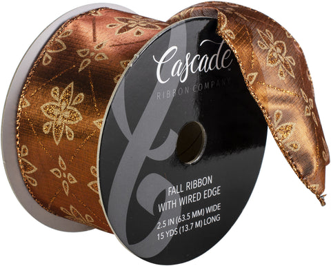 Cascade Textured Metallic Ribbon W/Wired Edge 2.5"X15yd