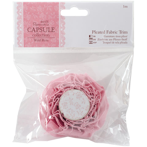 Papermania Wild Rose Pleated Fabric Trim 1m