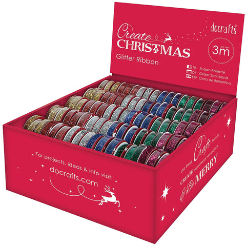 Papermania Create Christmas Glitter Ribbon 180pcs/Display
