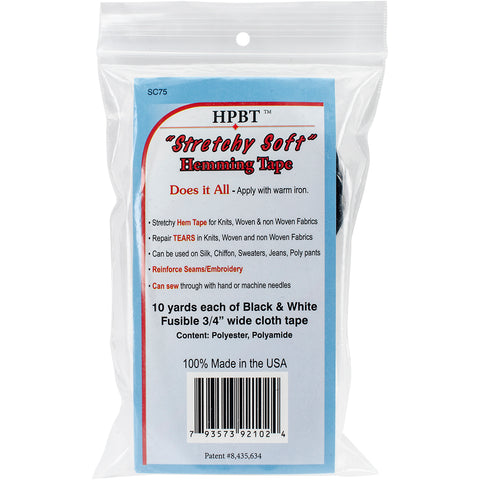 Heat Press Batting Together Hem Tape - Black & White