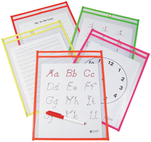 Reusable Dry Erase Pockets 9"X12" 10/Pkg