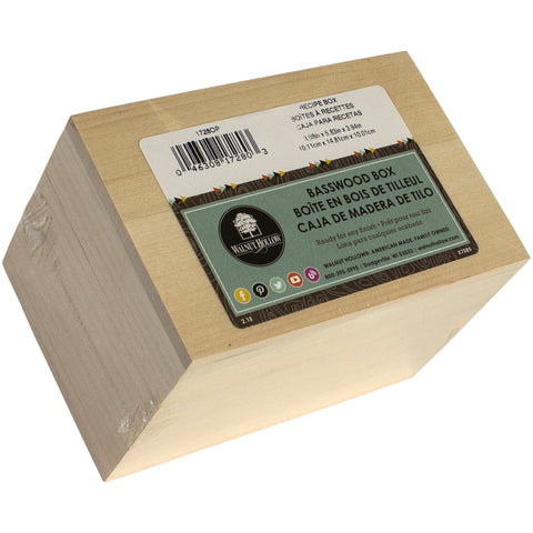 Walnut Hollow Basswood Hinged Recipe Box