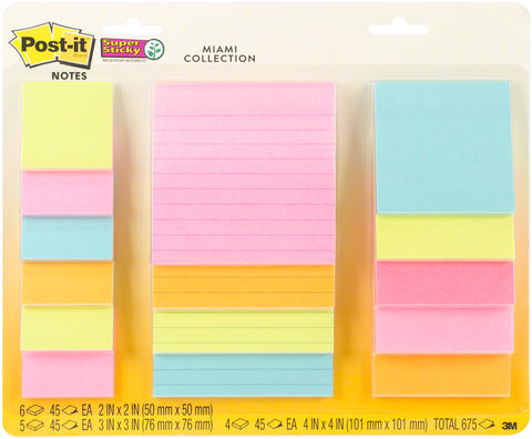 Post-It Super Sticky Notes Assorted Sizes 15/Pkg