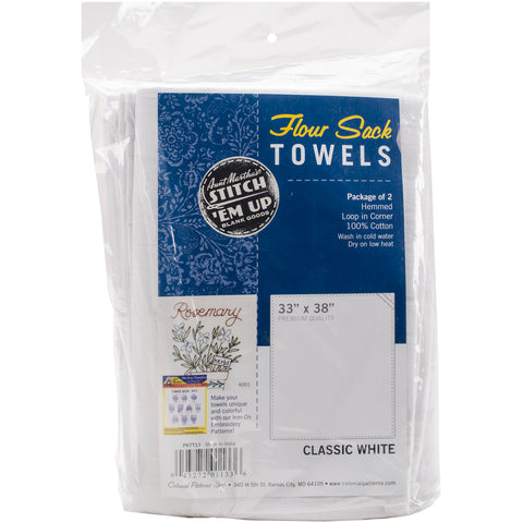 Aunt Martha's Stitch 'Em Up Flour Sack Towels 33"X38" 2/Pkg