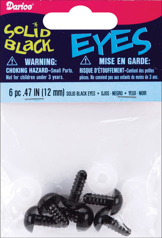 Shank Back Solid Eyes 12mm 6/Pkg