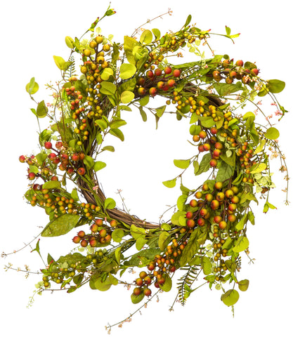 Berry Wreath W/Greenery 24"