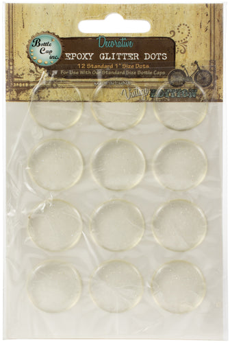 Vintage Epoxy Dot Clear Stickers W/Glitter 1" 12/Pkg