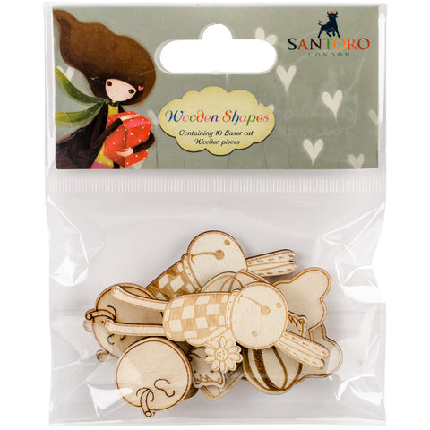 Santoro Kori Kumi Laser-Cut Wooden Shapes 10/Pkg