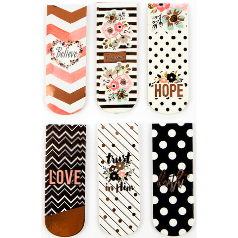 Prima Love, Faith, Scrap Planner Magnetic Bookmarks 6/Pkg