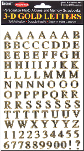 Pioneer 3D Gold Letter Stickers
