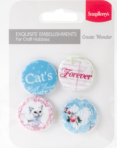 ScrapBerry's Metal Button Embellishments 4/Pkg
