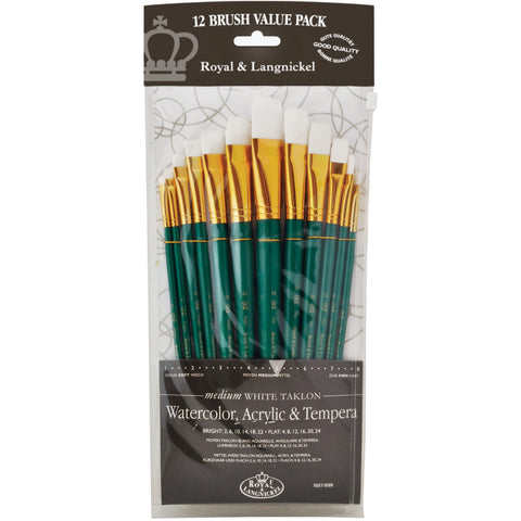 White Taklon Flat Value Pack Brush Set