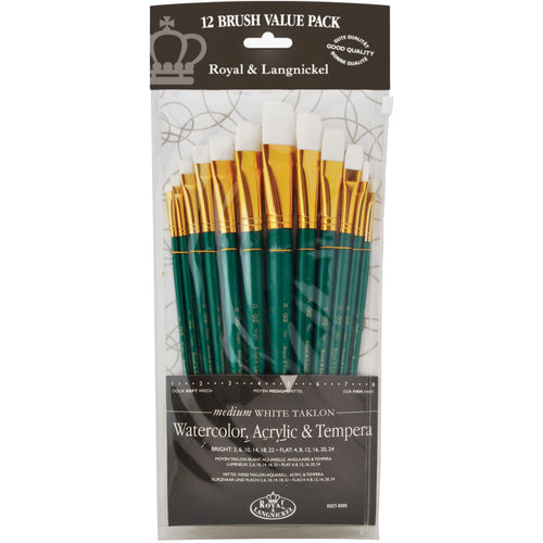 White Taklon Flat Value Pack Brush Set
