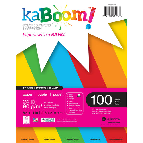 Appvion Kaboom! Colored 24lb Paper Pack 8.5"X11" 100 Sheets