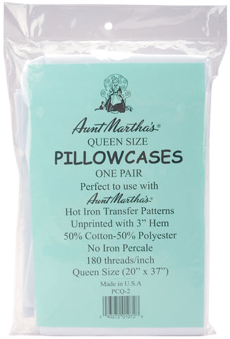Aunt Martha's Stitch 'Em Up Pillowcase Pair - Queen 20"X37"