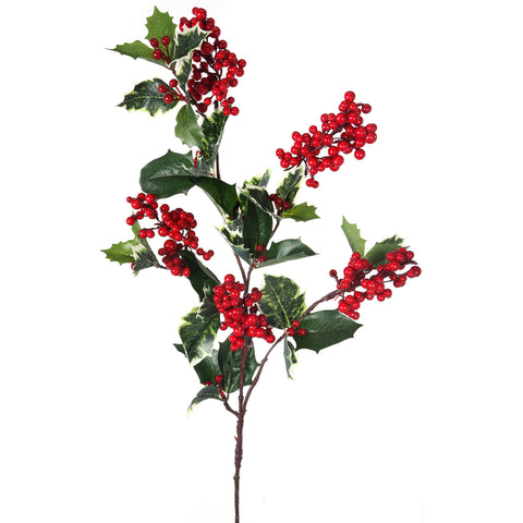 Waterproof Holly & Berry Spray 32"