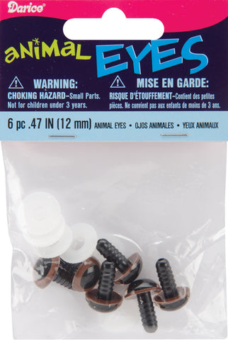 Shank Back Animal Eyes 12mm 6/Pkg