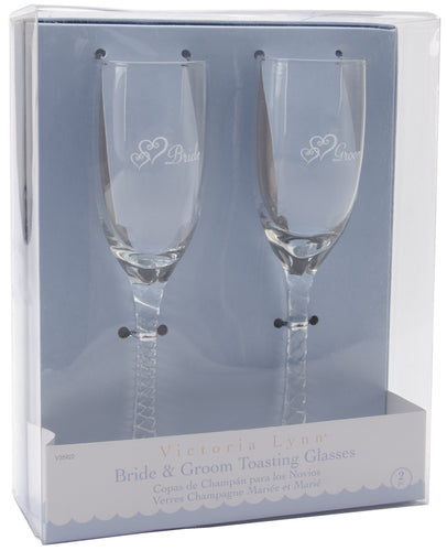 Victoria Lynn Bride & Groom Toasting Glasses 8" 2/Pkg