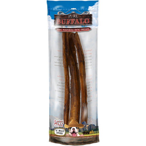 Pure Buffalo 12" Bully Stick Dog Treat 3/Pkg