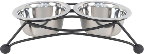 Pet Nautic Fancy Wire Double Diner W/Bowls 32oz
