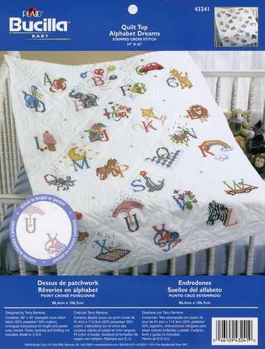 Bucilla Stamped Cross Stitch Baby Quilt Top 34"X43"