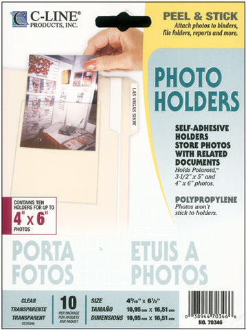 C-Line Peel & Stick Photo Holders 4.25"X6.5" 10/Pkg
