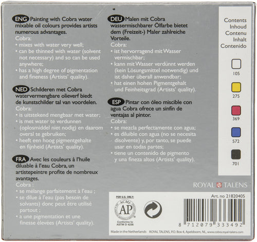 Cobra Artist 20ml Oil Paint Set 5/Pkg