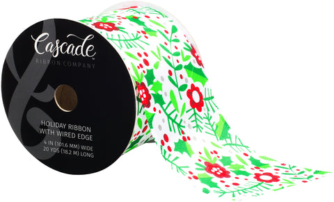 Cascade Satin Ribbon W/Wired Edge 4"X20yd