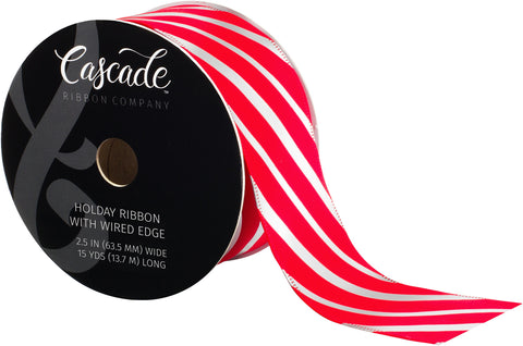 Cascade Textured Fabric Ribbon W/Wired Edge 2.5"X15yd