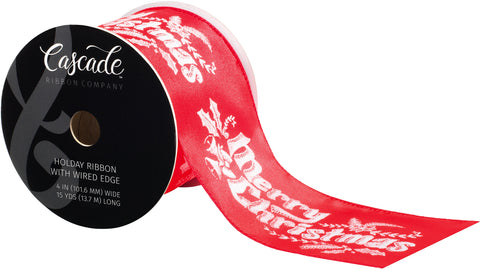 Cascade Satin Ribbon W/Wired Edge 4"X15yd