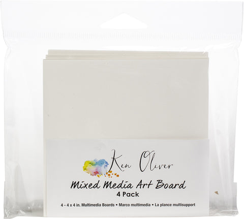 Ken Oliver Mixed Media Art Board 4"X4" 4/Pkg