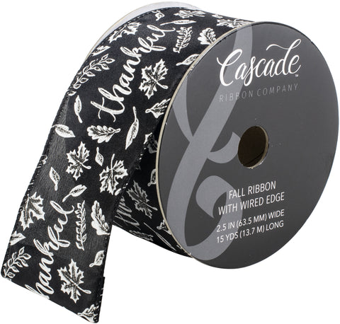 Cascade Chalkboard Ribbon W/Wired Edge 2.5&quot;X15yd