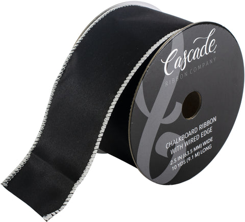 Cascade Chalkboard Texture Ribbon W/Wired Edge 2.5&quot;X10yd