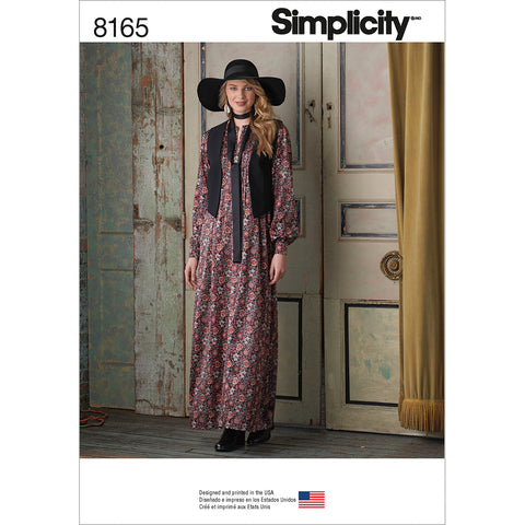 Simplicity Misses Maxi Dress Lined Vest & Tie
