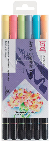 ZIG Art & Graphic Twin Tip Markers 6/Pkg