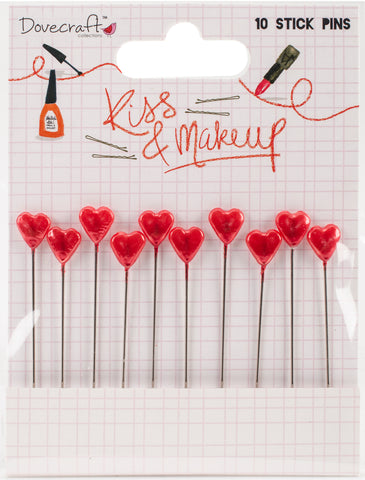 Dovecraft Kiss & Make Up Stick Pins 10/Pkg