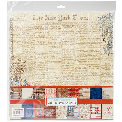 ScrapBerry's Words Live Forever Paper Pack 12"X12" 18/Pkg