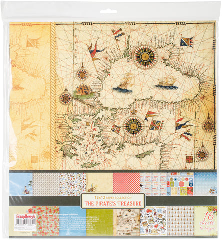 ScrapBerry's The Pirate's Treasure Paper Pack 12"X12" 16/Pkg