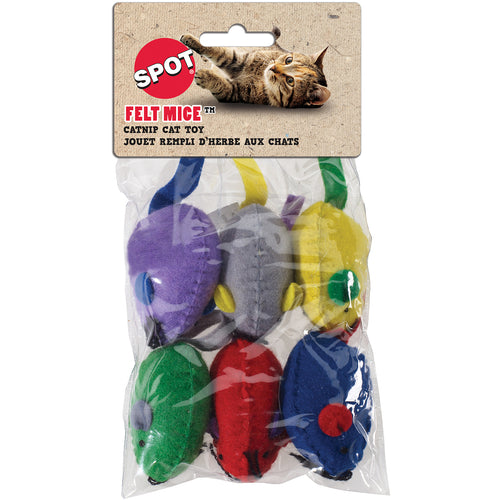 Felt Mice With Catnip 4.5" 6/Pkg